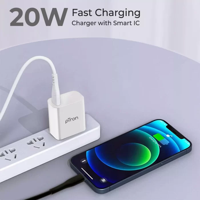 Ptron-Volta-FC12-20W-QC3-0-Smart-USB-Charger-White