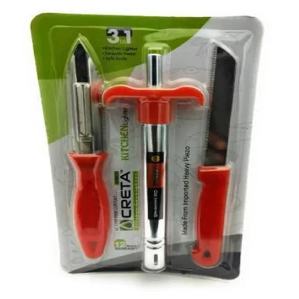 Lighter + Knife + Peeler Set of 3 blister pack